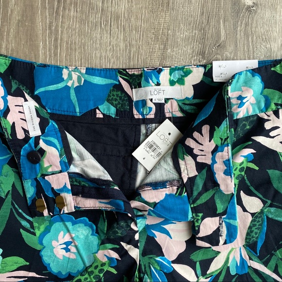 NWT LOFT The Riviera Short Blue Aqua Pink Floral 4 - Picture 4 of 7
